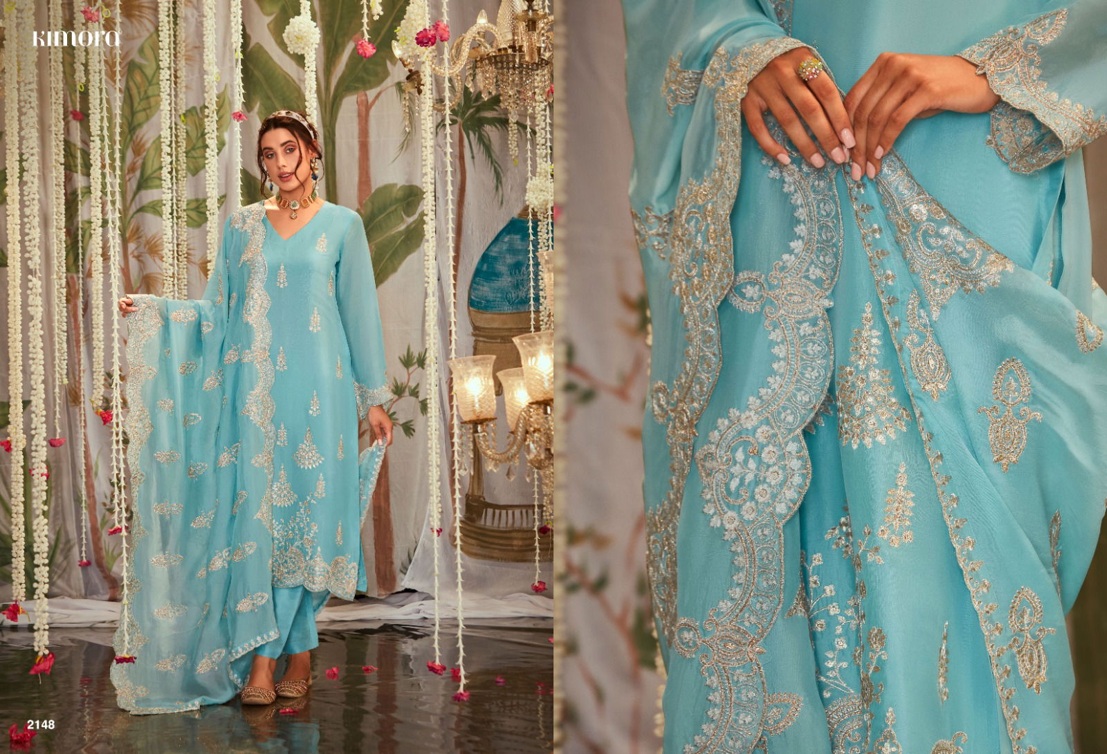 Itrh By Kimora Heer Pure Organza Embroidery Designer Salwar Suits Wholesale Price In Surat
